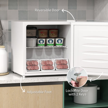 35L Tabletop Freezer with Removable Wire Shelf and Two Keys, White