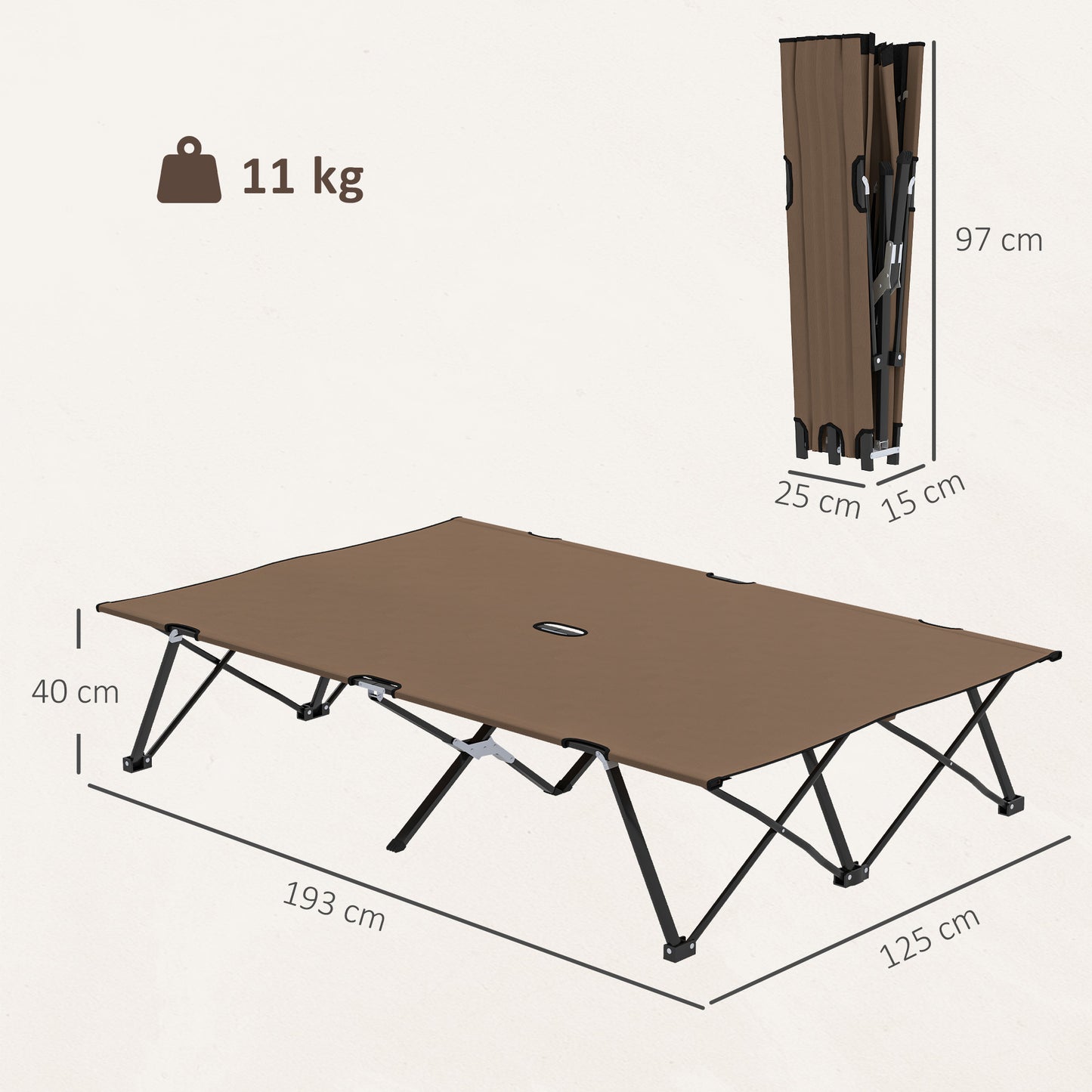 Double Camping Folding Cot Portable Sleeping Bed, Charcoal Khaki