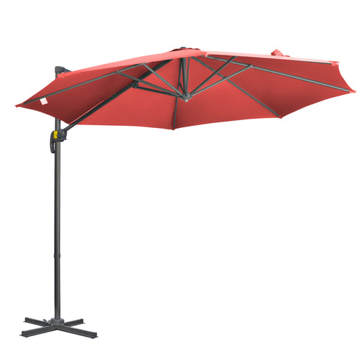 3 x 3(m) Cantilever Parasol Garden Umbrella with Cross Base Wine Red