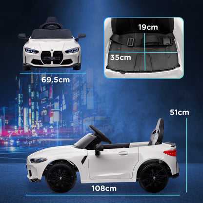 12V BMW M4 Licensed Kids Electric Car w/ Remote, Suspension, White