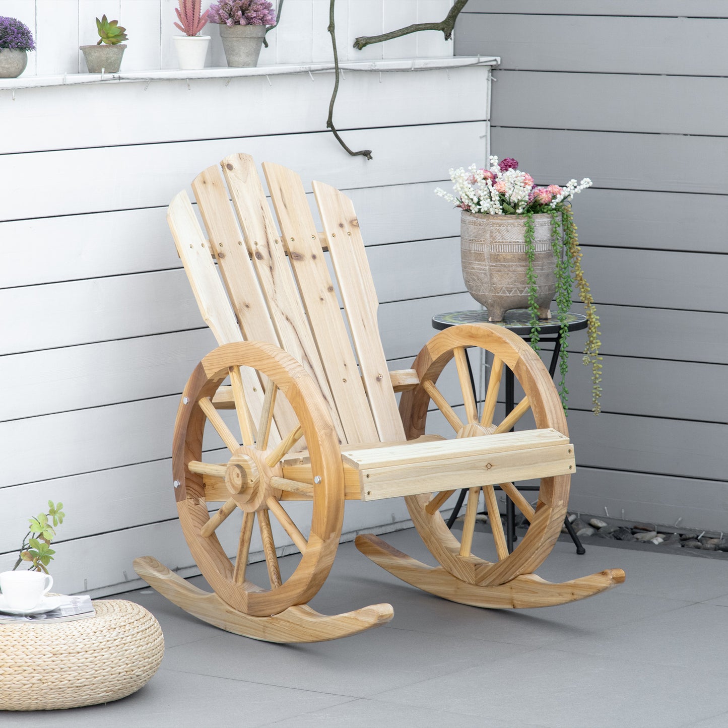 Adirondack Rocking Chair Porch Poolside Garden Lounging Natural