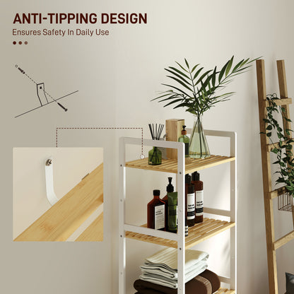 5-Tier Bamboo Bathroom Storage Shelf with Adjustable Rack, Natural