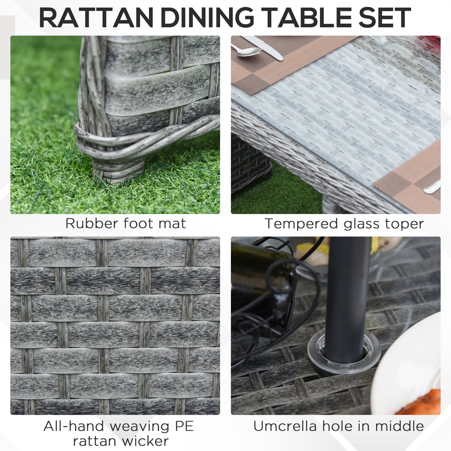 Patio 9 PCs Rattan Dining Table Set Garden Wicker Cube Sofa Furniture