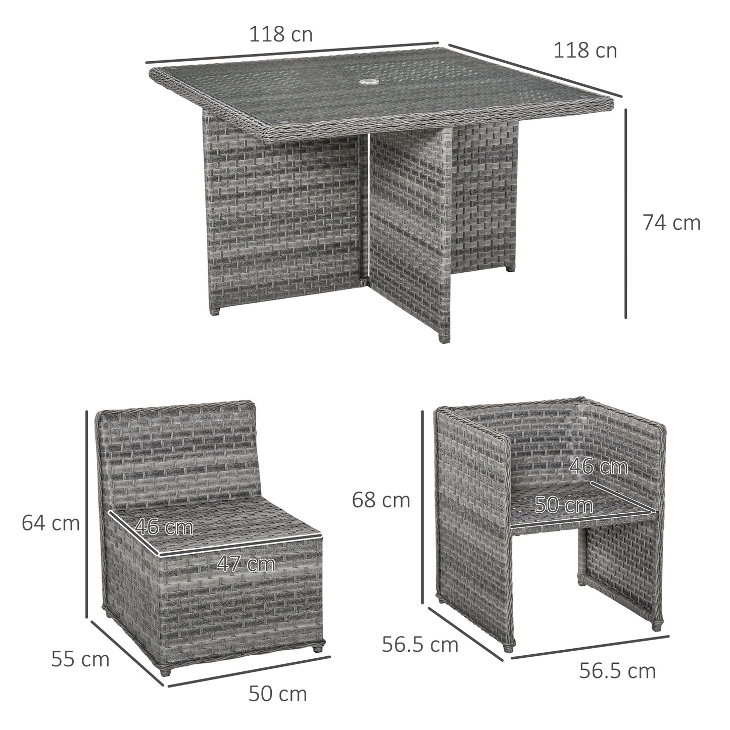 Patio 9 PCs Rattan Dining Table Set Garden Wicker Cube Sofa Furniture