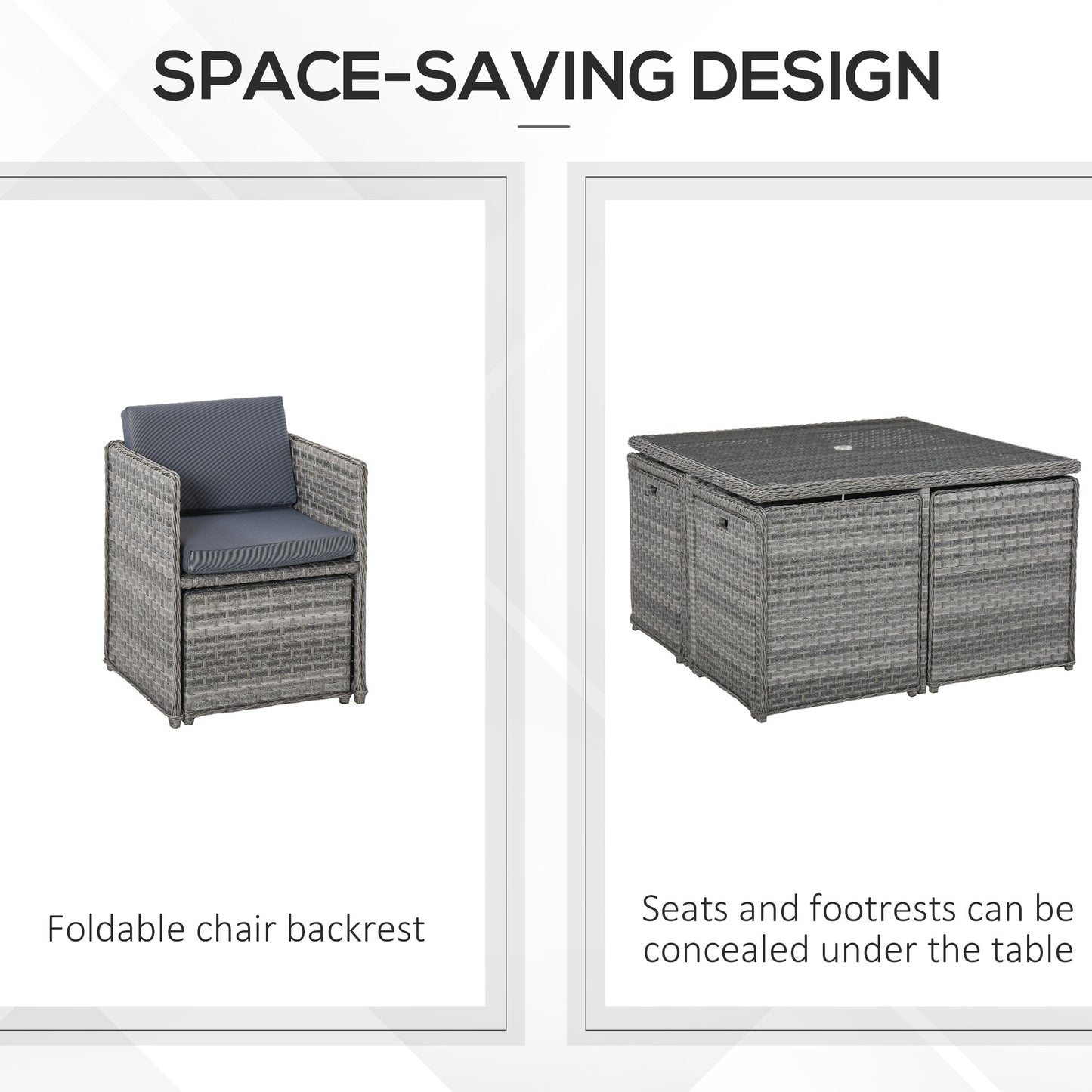 Patio 9 PCs Rattan Dining Table Set Garden Wicker Cube Sofa Furniture