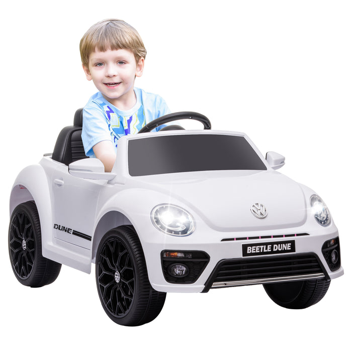 Volkswagen Beetle Licensed 12V Ride on Car w/ Remote Control, White