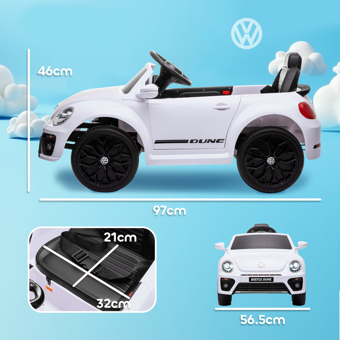 Volkswagen Beetle Licensed 12V Ride on Car w/ Remote Control, White