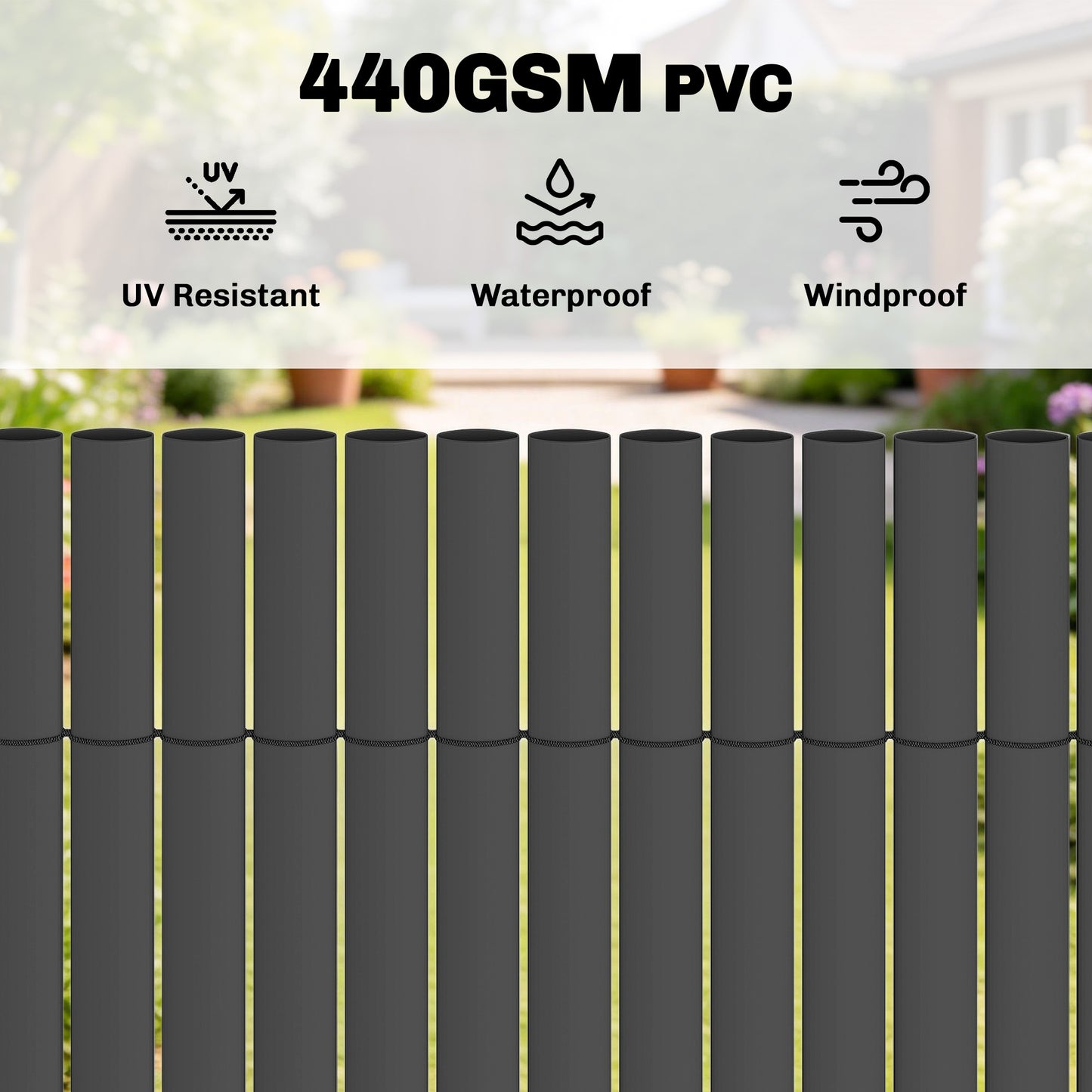 2Pcs Plastic Privacy Screening Fence, 1x3 m Windbreak Fence Grey