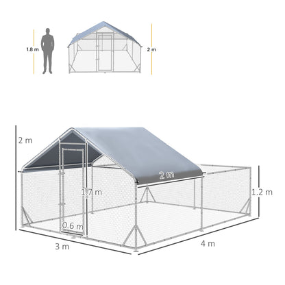 Walk-In Chicken Run, Hen House, for Ducks, Rabbits w/ Water-Resist Roof