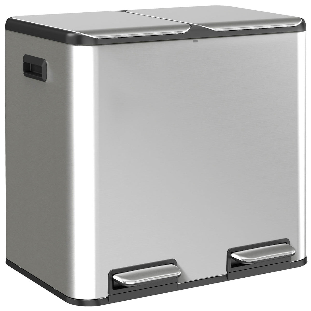 2x20L Kitchen Bin, Stainless Steel Recycling Bin, Silver Tone