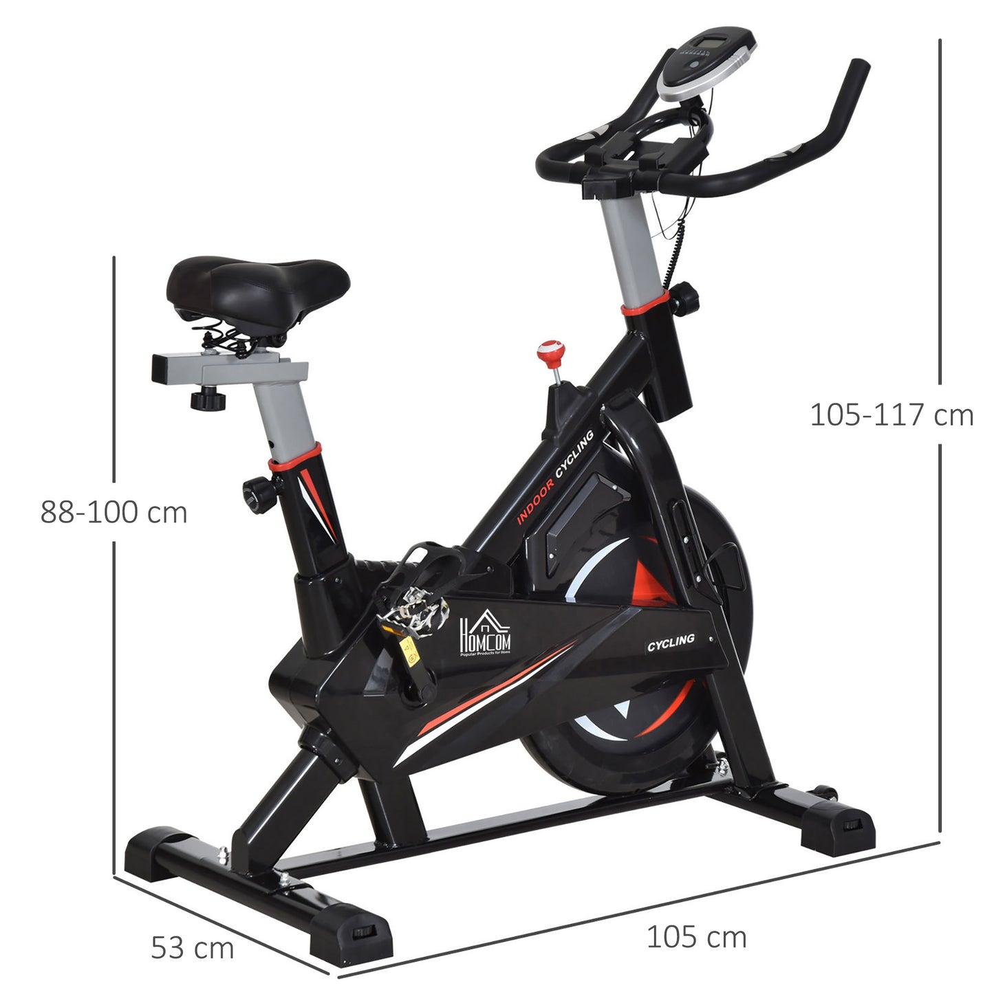 Stationary Exercise Bike, 10kg Flywheel Cycling Machine with Adjustable Resistance, LCD Monitor, Phone and Bottle Holder for Home Gym Office Cardio Workout Aerobic Training