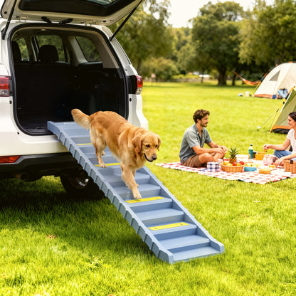 Foldable Dog Ramp for Car, Non-Slip Dog Stairs for SUVs Truck, Grey