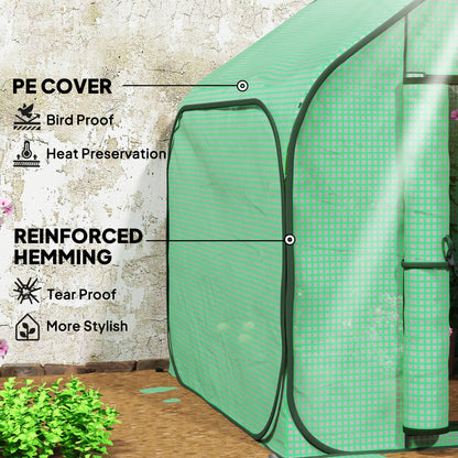 Mini Pop Up Greenhouse w/ Reinforced PE Cover, Zipper Door, Green