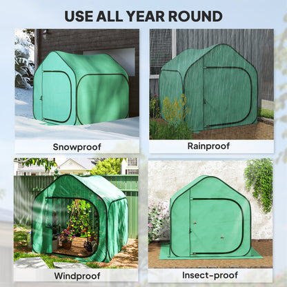 Mini Pop Up Greenhouse w/ Reinforced PE Cover, Zipper Door, Green