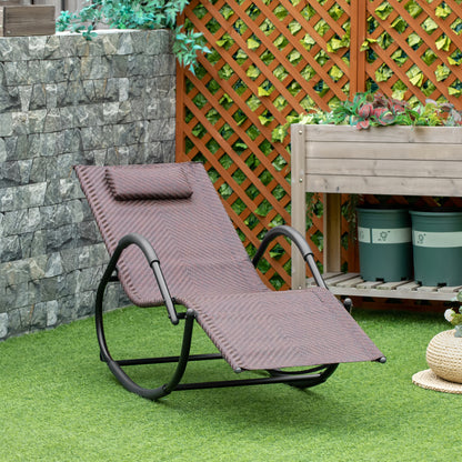 Zero Gravity Rocking Lounge Chair Pillow Garden Outdoor Furniture Brown