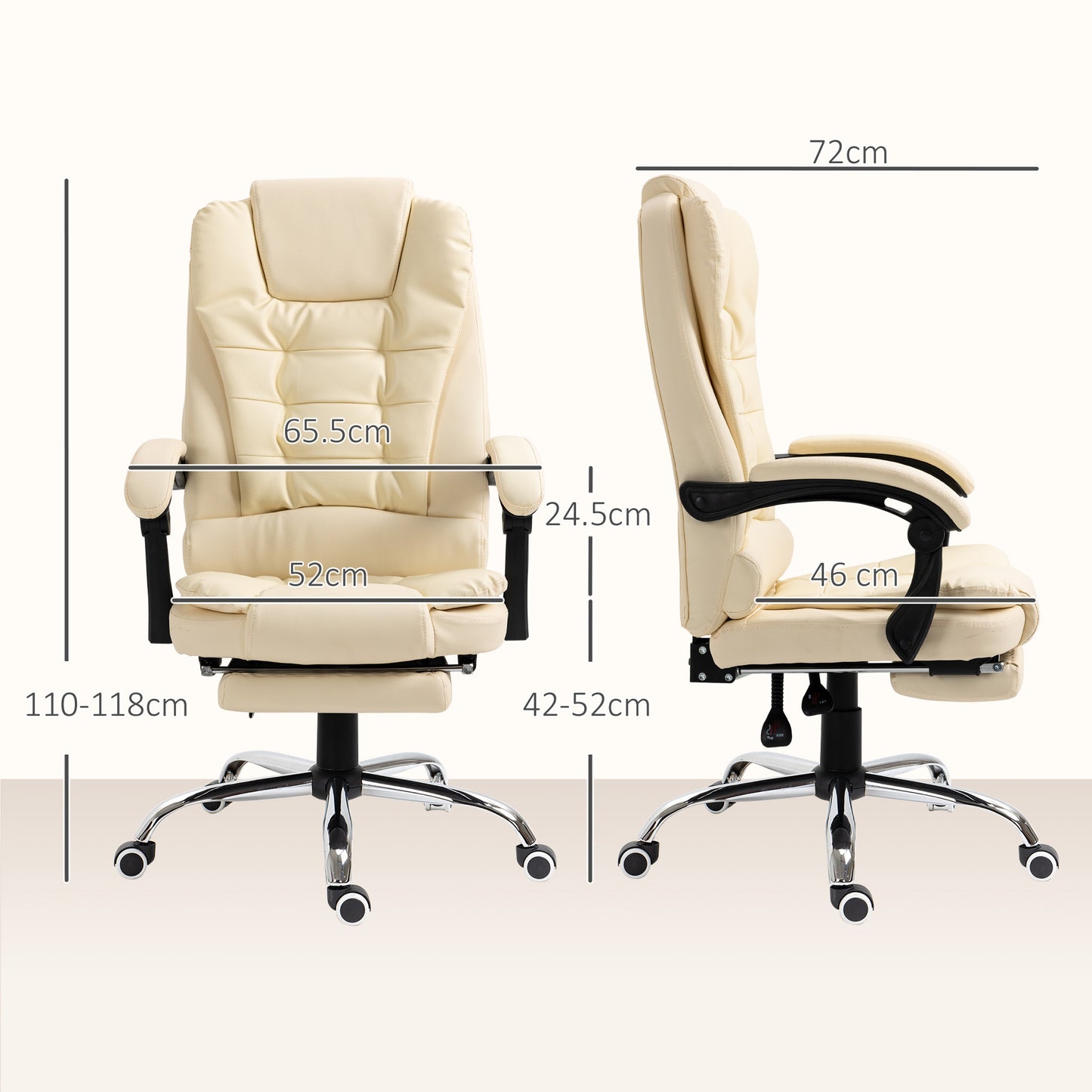 Executive Office Chair, Recliner Computer Chair with Footrest, Cream