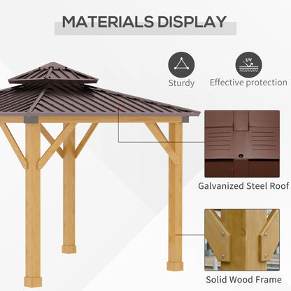 3x(3)M Double-Tier Hardtop Gazebo, Outdoor Patio Shelter, Brown