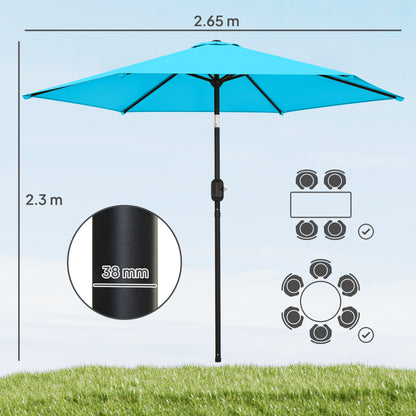 2.6M Garden Parasol Umbrella with Aluminium Pole, Tilt, Crank