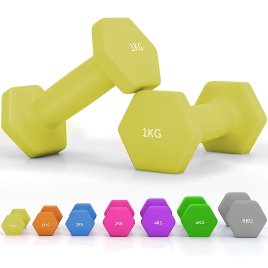 1kg Hexagonal Dumbbells (Set of 2) - Yellow