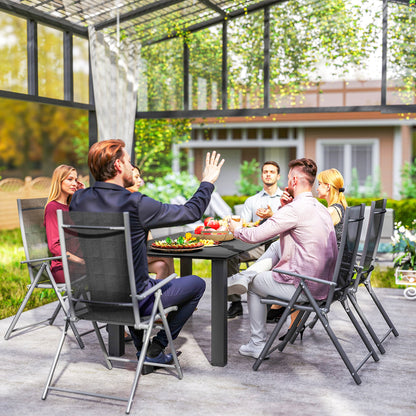 Garden Table with Parasol Hole, Slatted Metal Tabletop, Black