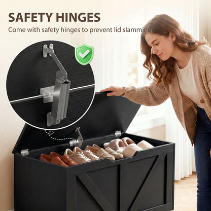 Storage Trunk for Living Room, with Safety Hinge, 80cm, Black