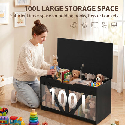 Storage Trunk for Living Room, with Safety Hinge, 80cm, Black