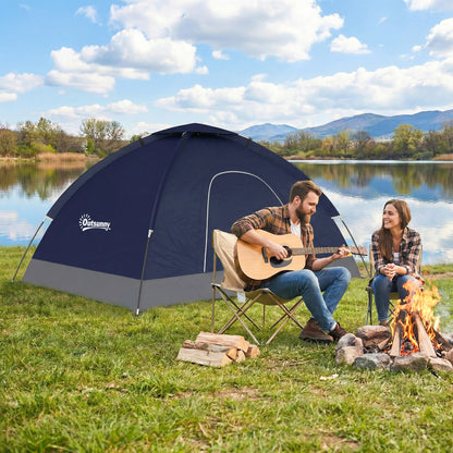 2 Person Camping Tent, Dome Tent with Storage Pocket, Navy Blue
