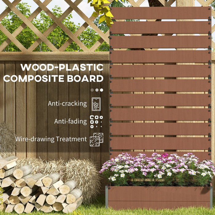 Raised Bed for Garden, Planter with Trellis for Climbing Plants, Vines, Planter Box with Drainage Gap, Light Brown