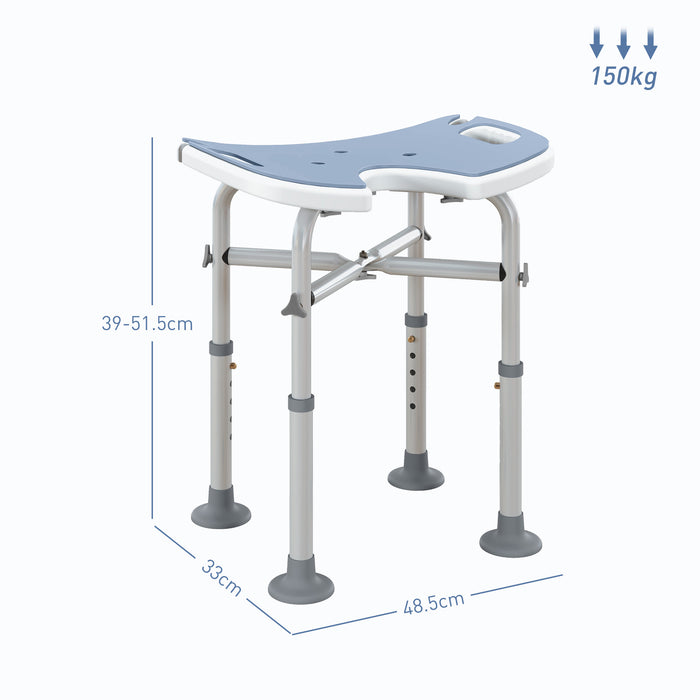 Aluminium Shower Stool for Elderly Disabled Non-Slip Bath Stool Blue