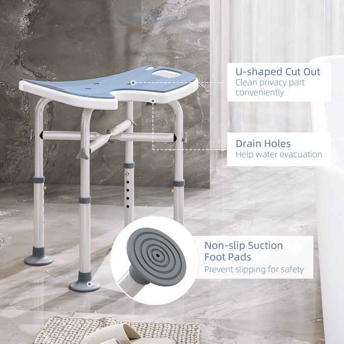 Aluminium Shower Stool for Elderly Disabled Non-Slip Bath Stool Blue