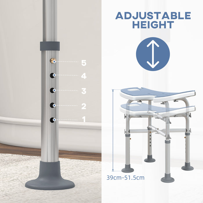 Aluminium Shower Stool for Elderly Disabled Non-Slip Bath Stool Blue