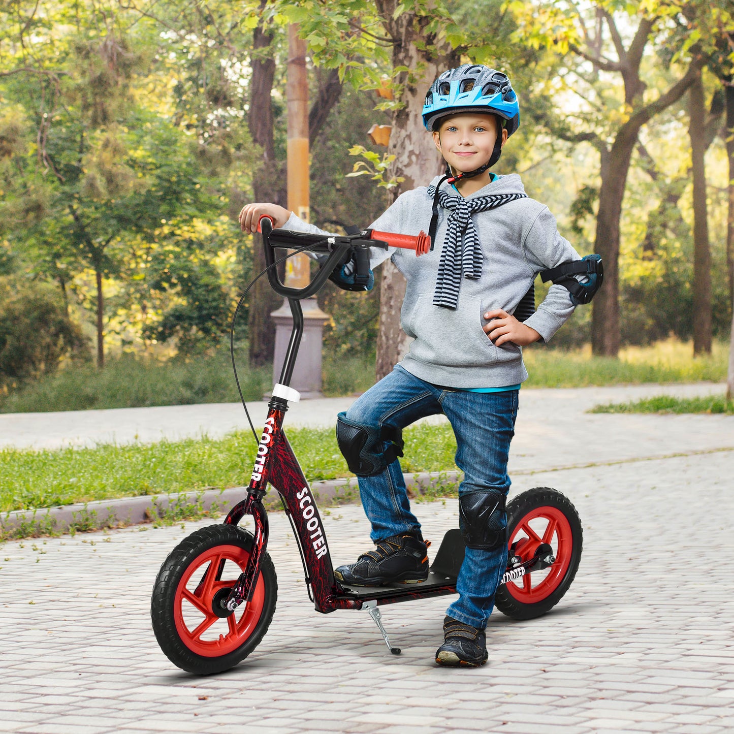 Kids Scooter with Adjustable Handlebar, Kick Scooter, Red