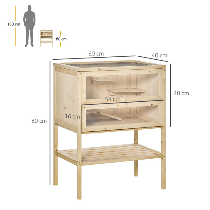 3 Tiers Wooden Hamster Cage Fir Wood Mouse Guinea Rodent Mice House Pet Play Small Animals 60L√É¬ó40W√É¬ó80H cm