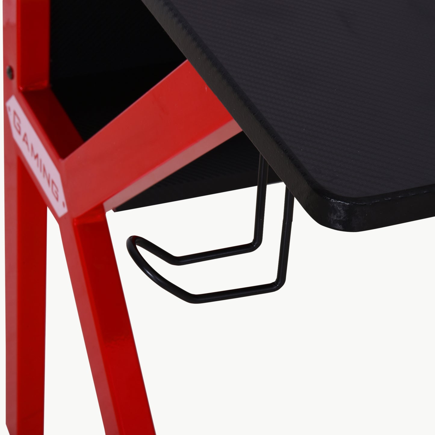 Gaming Desk Computer Table w/ Cup Holder Headphone Hook, Basket, Red
