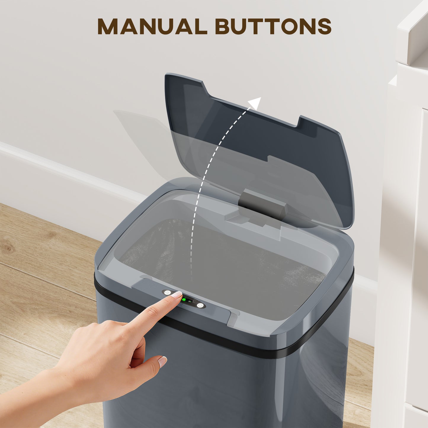 15L Sensor Bin, Automatic Touchless Kitchen Bin, Battery Operated