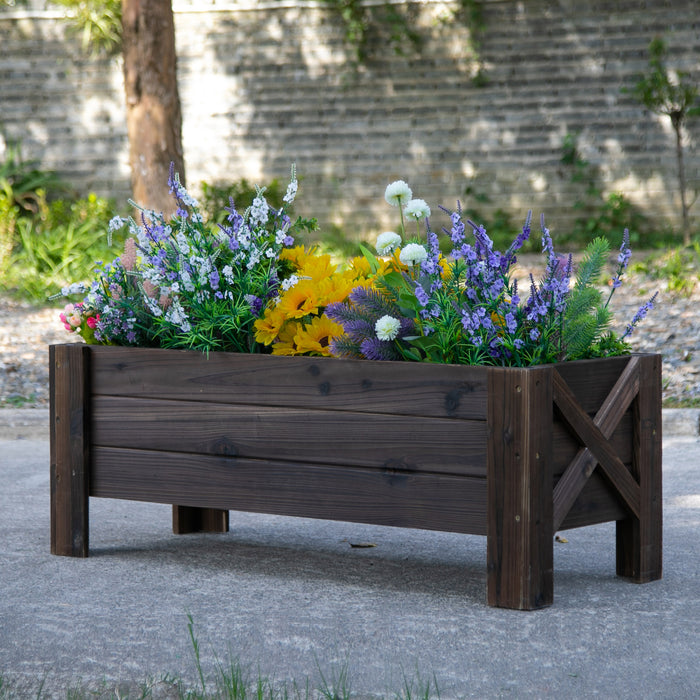 Garden Raised Bed Planter Grow Containers for Outdoor Patio Plant Flower Vegetable Pot Fir Wood, 100 x 36.5 x 36 cm