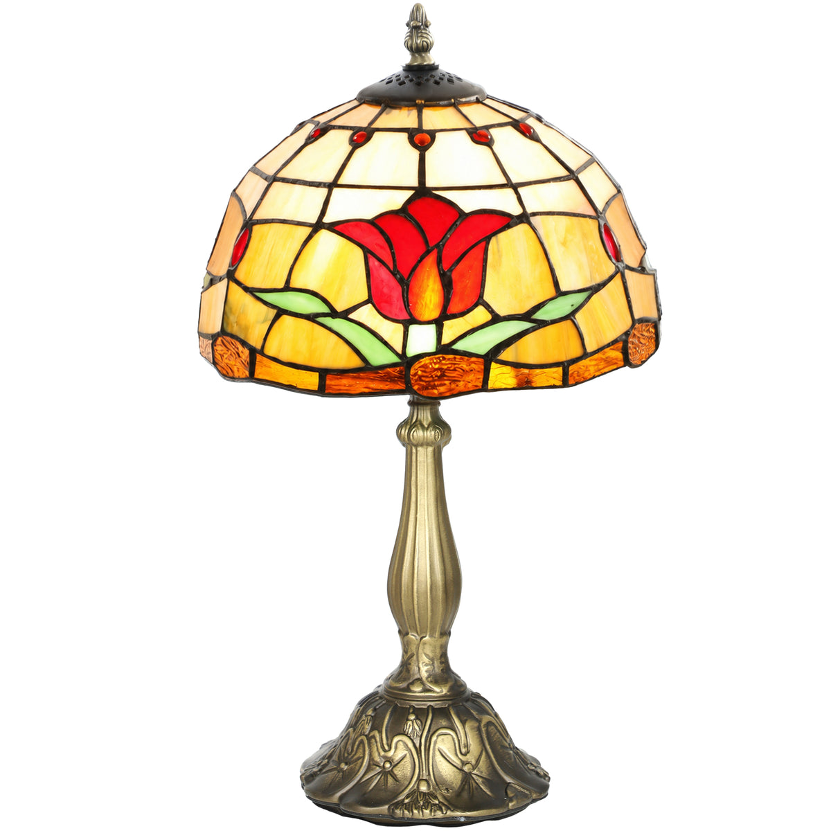 Handcrafted Stained Glass Table Lamp (E27 Bulb Not Included) - Red
