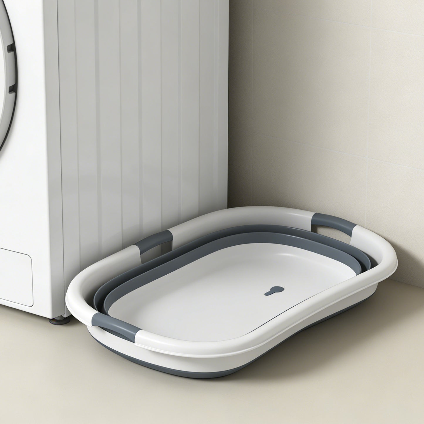 27L Dog Bath Tub Foldable Pet Bathtub with Drain Hole Grey