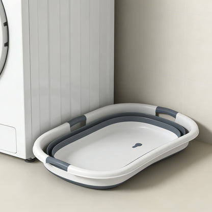 27L Dog Bath Tub Foldable Pet Bathtub with Drain Hole Grey