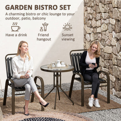Stackable Patio Bistro Set, 3 Pieces Garden Furniture Set, Grey