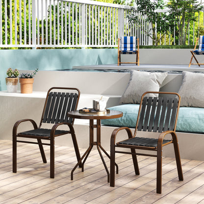 Stackable Patio Bistro Set, 3 Pieces Garden Furniture Set, Grey
