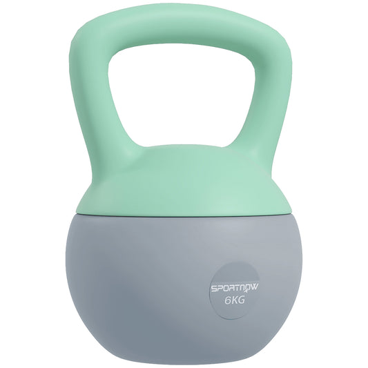 6KG Kettlebell with Soft Body and Non-Slip Handle, Grey and Green