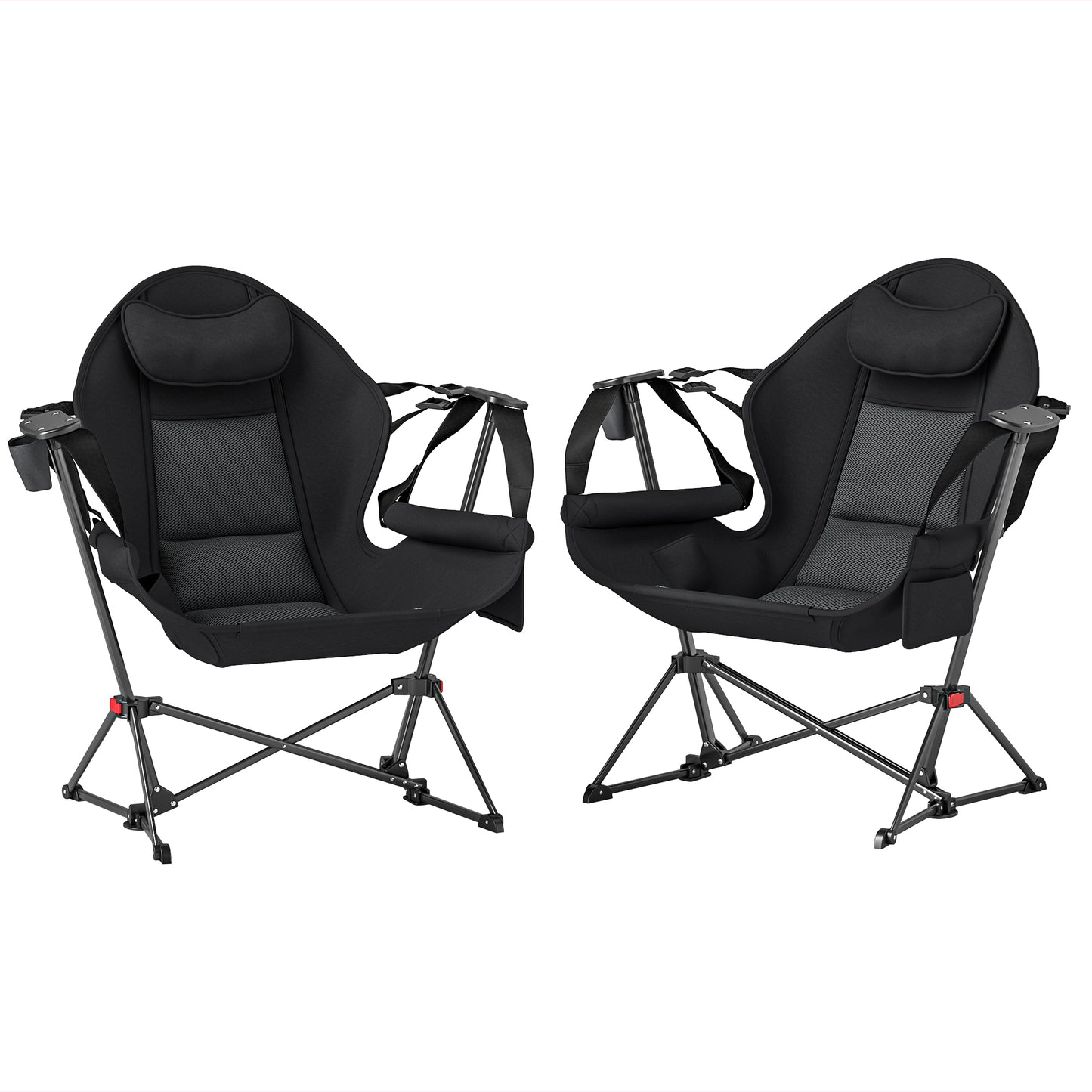 Hammock Camping Chair Set of 2, Adjustable Back Camp Chair, Black