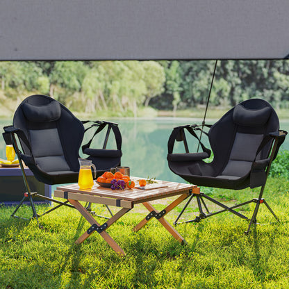 Hammock Camping Chair Set of 2, Adjustable Back Camp Chair, Black