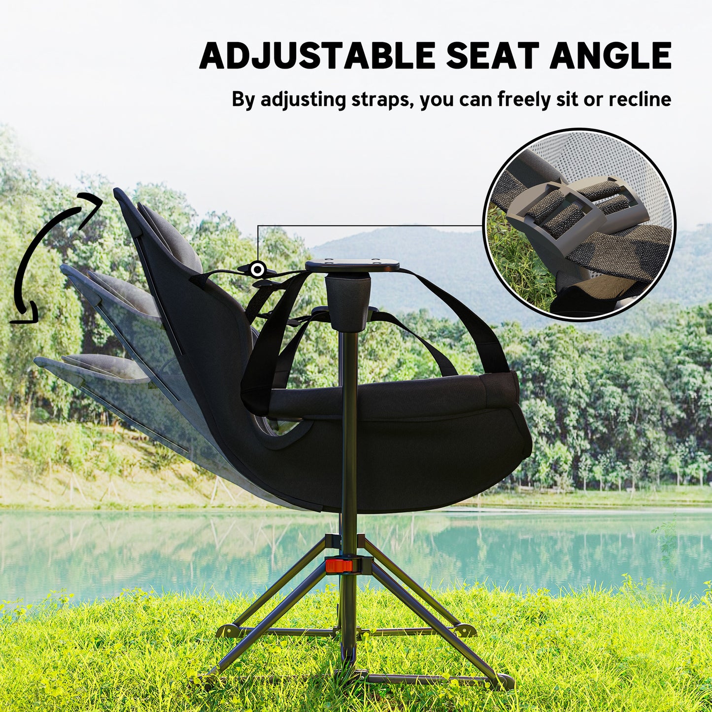 Hammock Camping Chair Set of 2, Adjustable Back Camp Chair, Black