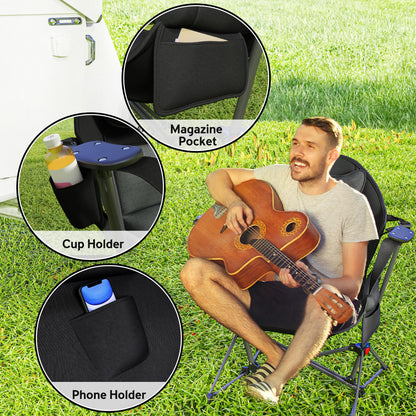 Hammock Camping Chair Set of 2, Adjustable Back Camp Chair, Black