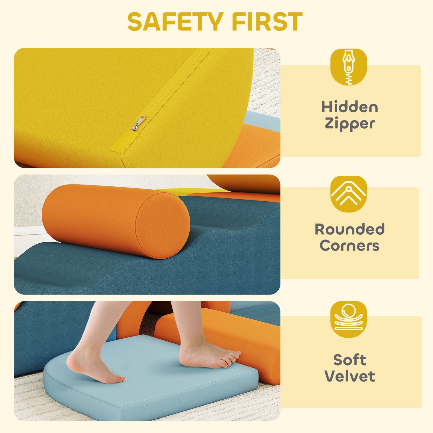 9-Piece Soft Play Set with Detachable Cover for Kids Motor Skills