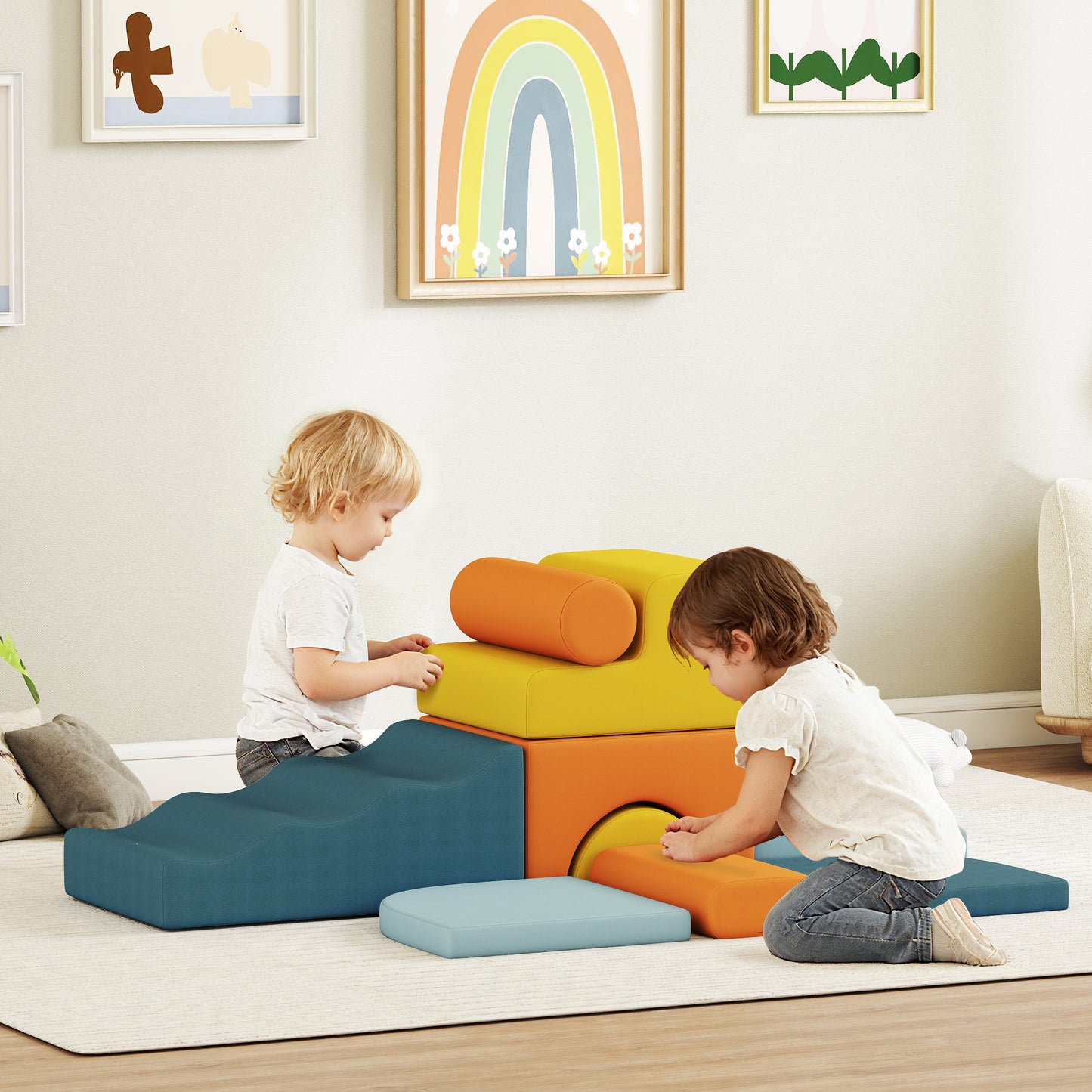 9-Piece Soft Play Set with Detachable Cover for Kids Motor Skills