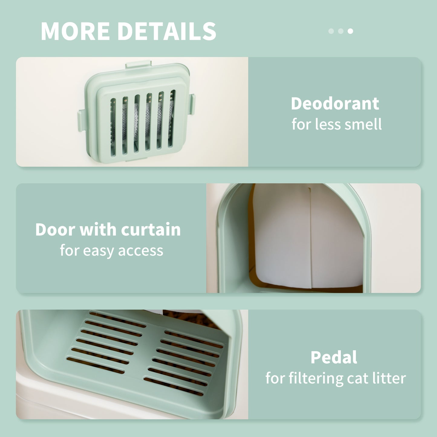Cat Litter Box, Hooded Cat Litter Tray w/ Drawer Pan, Scoop, Deodorants