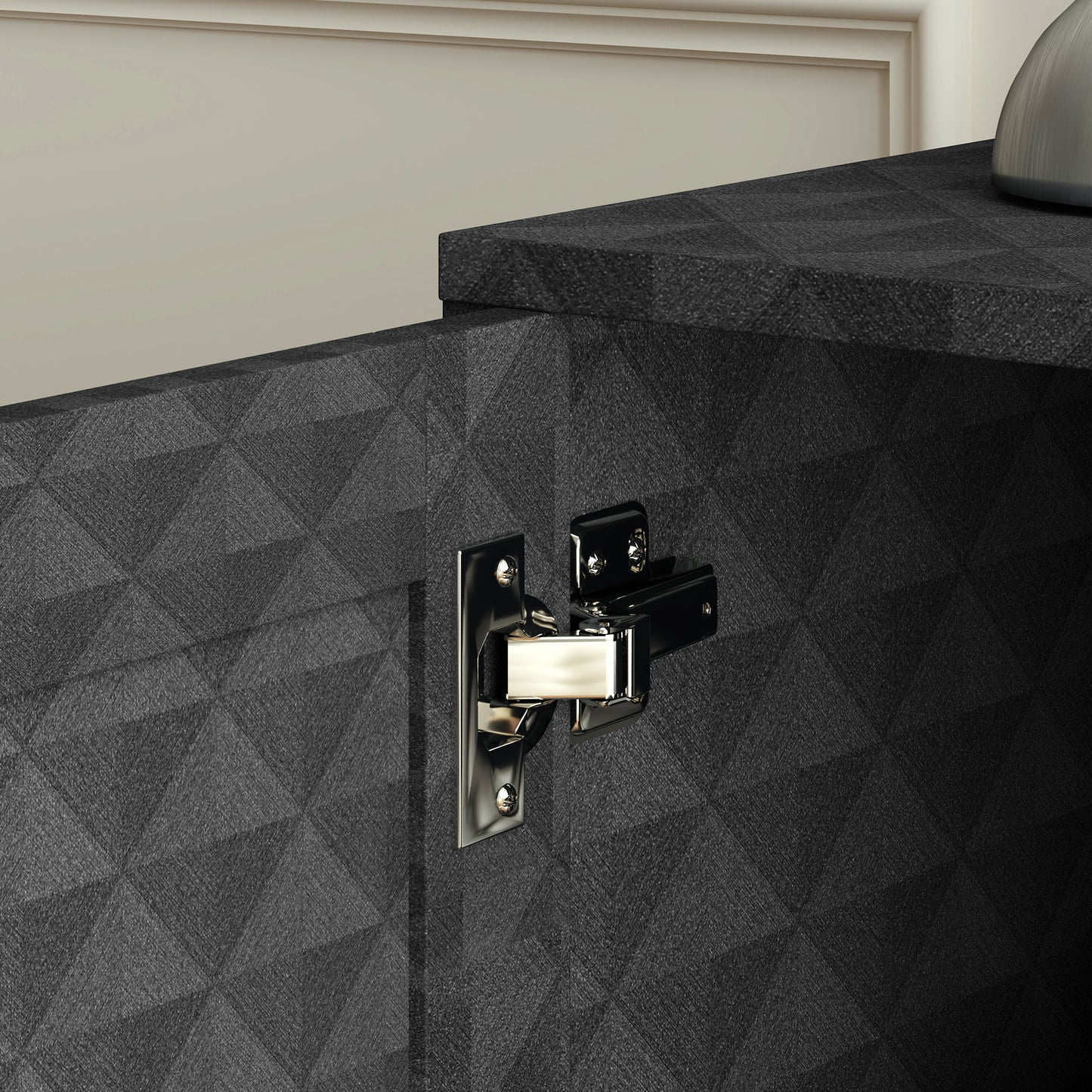 Cupboard with Adjustable Shelf, Open Compartment, 2 Drawers, Black